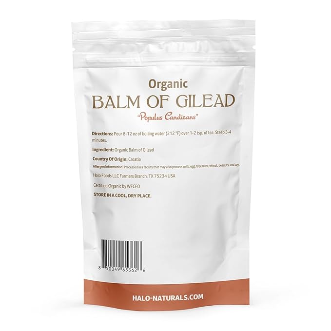 Halo Naturals Organic Balm Of Gilead Buds 4 Ounces (Populus candicans) USDA Certified | Resealable Pouch| Packaged in The USA