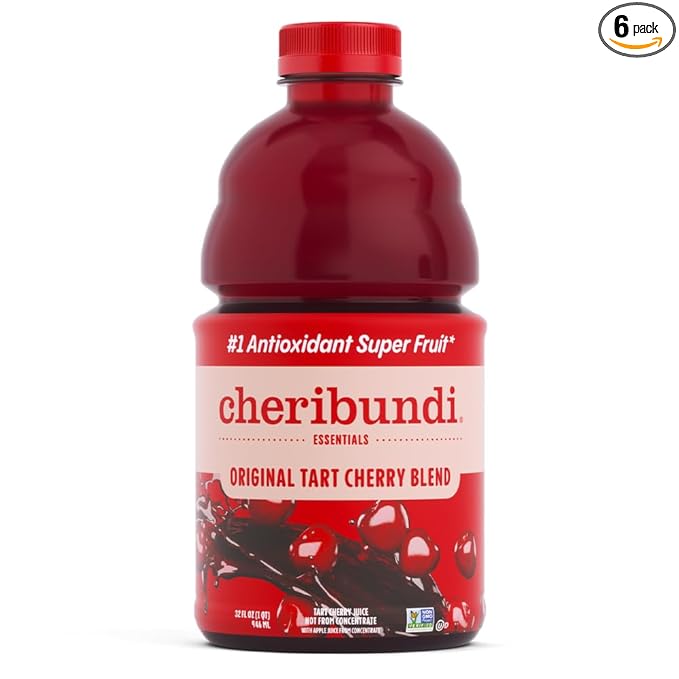 Cheribundi Tart Cherry Juice Original | Tart Cherry Juice Sweetened with Apple Juice | Athletes Recovery Drink | Promotes Restorative Sleep Muscle Recovery &amp Boosts Performance | 32 floz (6 Pack)