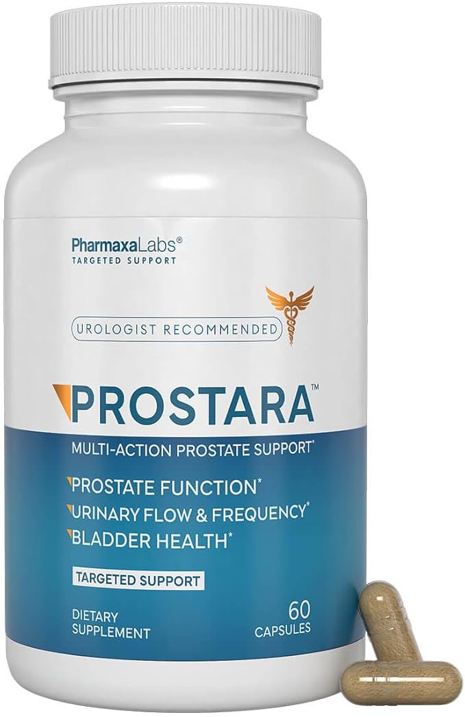 Prostara - Multi-Action Prostate Supplement - Supports Urinary Flow and Bladder Comfort - Boosts Vitality and Wellness - Saw Palmetto Pumpkin Seed Pomegranate &amp Beta Sitosterol - 60 Capsules