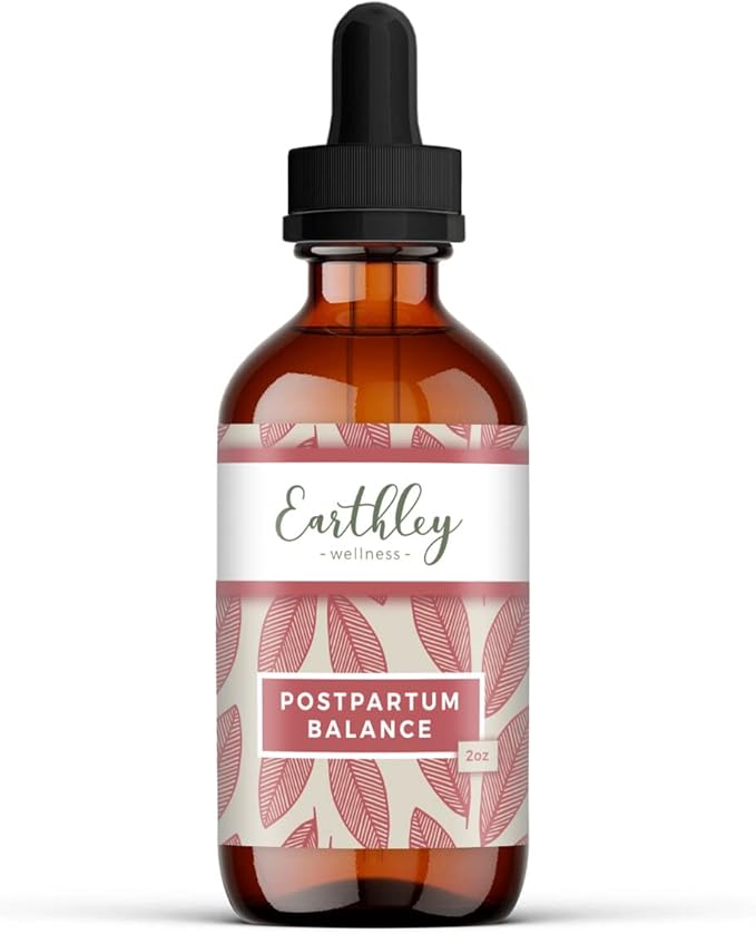 Earthley Wellness Postpartum Balance Supports and Balances Female Hormones Supports Postpartum Recovery Smooths Out Mood Swings Essential Herbs Like Dandelion Root Catnip &amp Alfalfa (2oz)