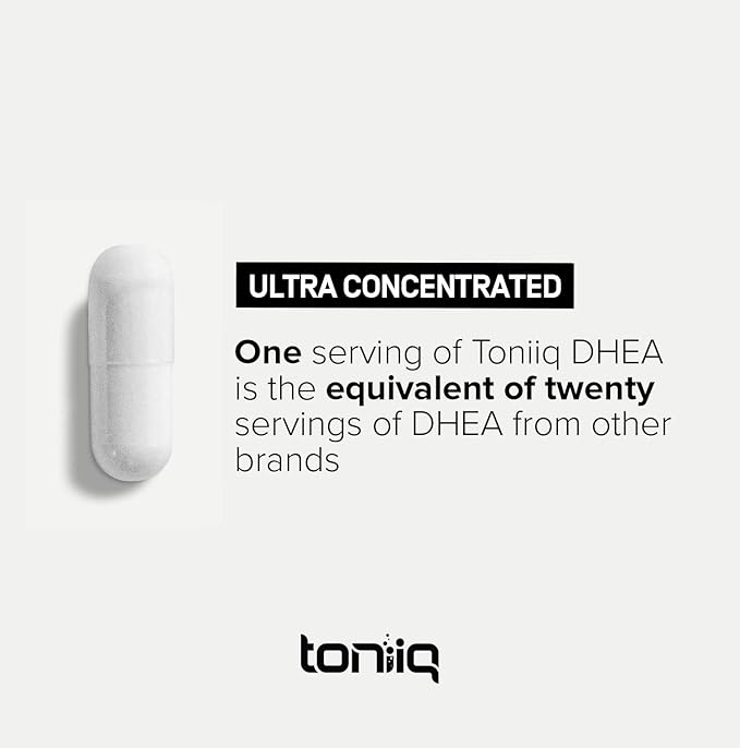 Toniiq Ultra High Strength DHEA 100mg Supplement for Men - 99%+ Highly Purified and Bioavailable Micronized DHEA Supplement for Women and Men - DHEA 100 mg - 180 Capsules