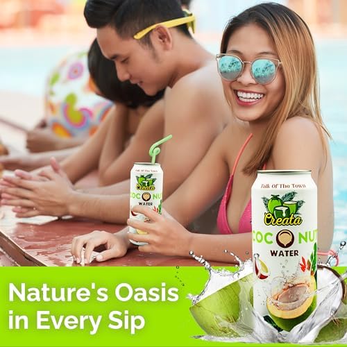 Coconut Water Bulk 99% Pure 16.57 Fl Oz - Pack of 12 Nutrient-Rich and Fresh | Low Sugar &amp Calories | Pure Coconut Water with Electrolytes by Creata