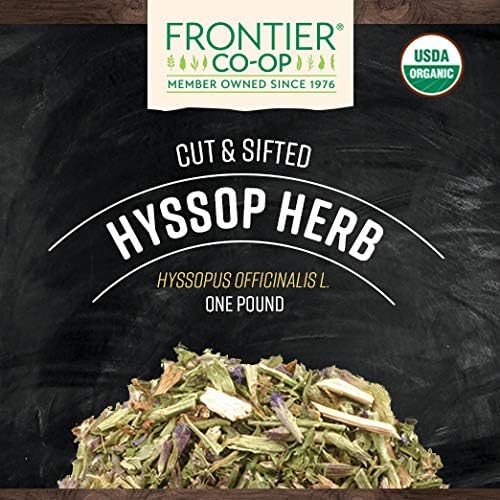 Frontier Co-op Organic Hyssop Herb 1lb Bulk Bag Cut and Sifted | 100% Natural Dried Leaves | Ideal for Hyssop Tea Soup Salads and More Kosher