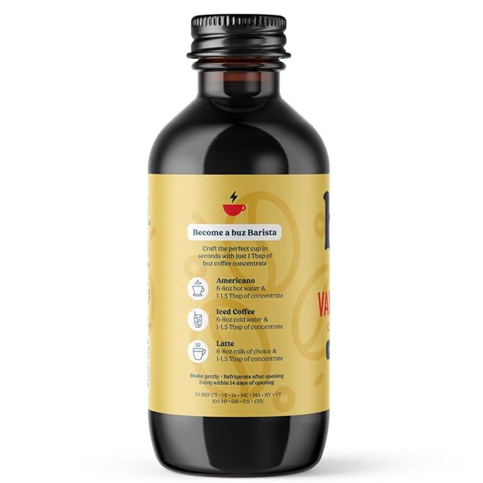 buz Vanilla Bean Flavored Coffee Concentrate 8oz Bottle