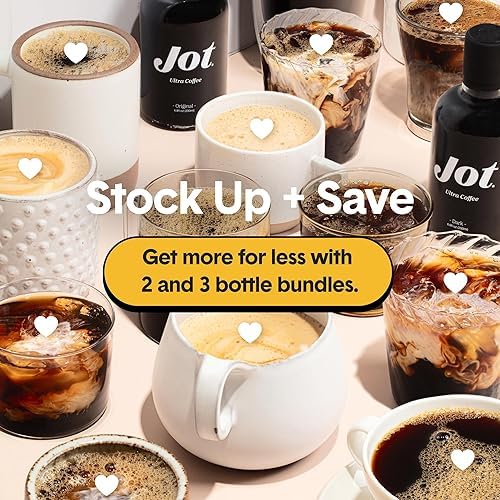 Jot Coffee Concentrate (Original/Dark) High Caffeine Cold Brew Coffee Concentrate Liquid for Iced Coffees Instant Espresso Hot or Cold Instant Coffees - Makes 14 Cups 150mg Caffeine/Tbsp No Sugar