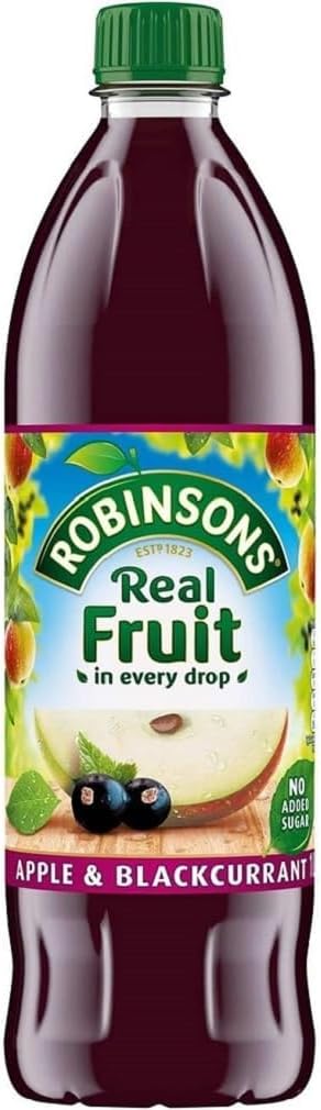Robinson's Fruit Drink Apple &amp Blackcurrant No Added Sugar 1-Liter Plastic Bottles (Pack of 4)