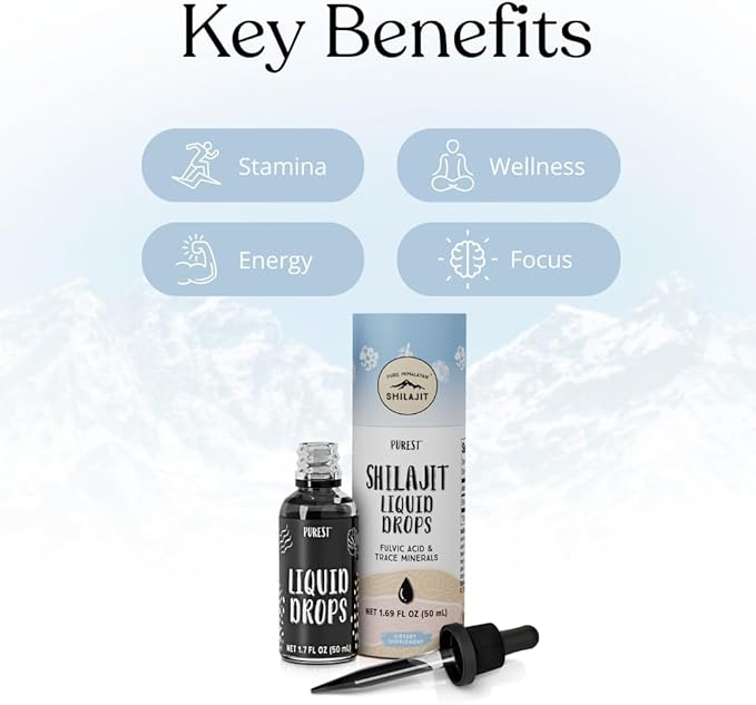 Pure Himalayan Shilajit ® Liquid Drops - The Purest Form of Shilajit 99.9% Absorption for Immune Support Energy Boost Anti-Aging - Natural Trace Minerals &amp Fulvic Acid (50ml)