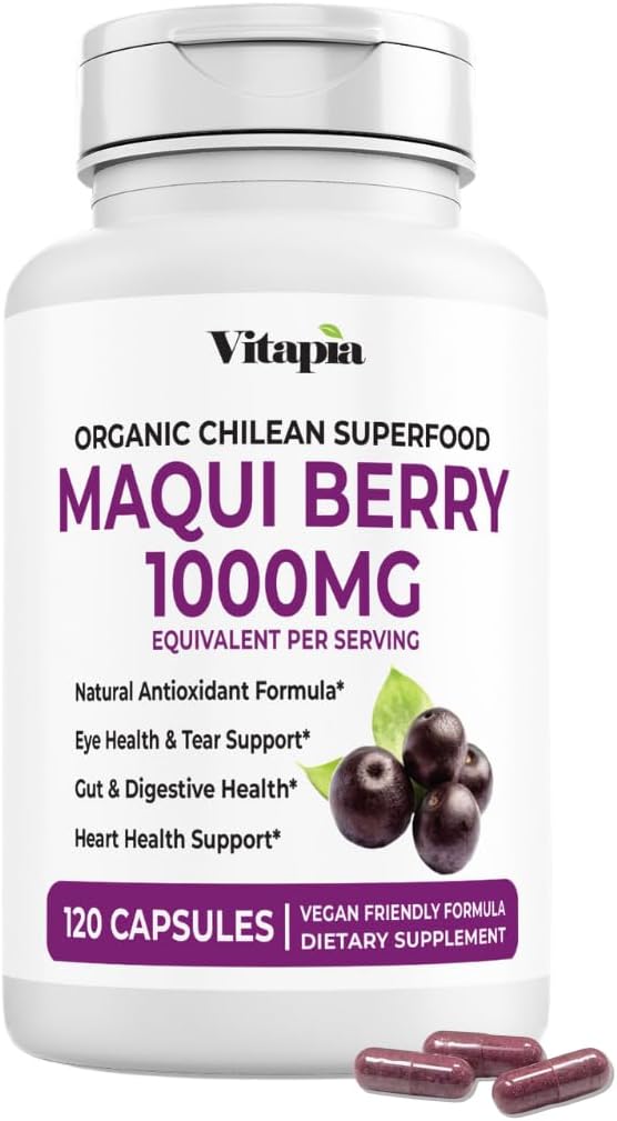Vitapia Maqui Berry 1000mg - Maqui Berry Powder Supplement - Vegan Friendly Non-GMO and Gluten-Free - 120 Veggie Capsules