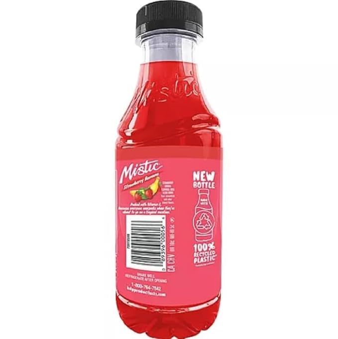 Mis-tic Vibrant Flavor Strawberry Banana Juice 16 fl oz - 12 Bottles (Pack of 12 Strawberry Banana)