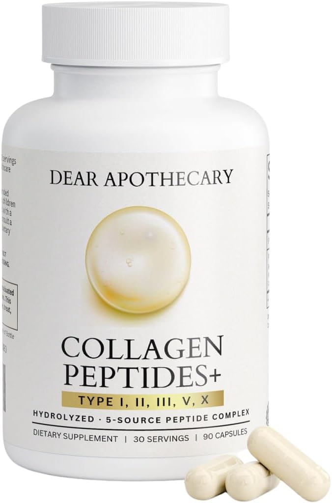 Collagen+ Multi Peptides - Types I II III V X - Hydrolyzed Bovine Fish Chicken Eggshell Avian - Premium Collagen Protein - Grass Fed Wild Caught Cod Skin - Non-GMO - 90 Capsules