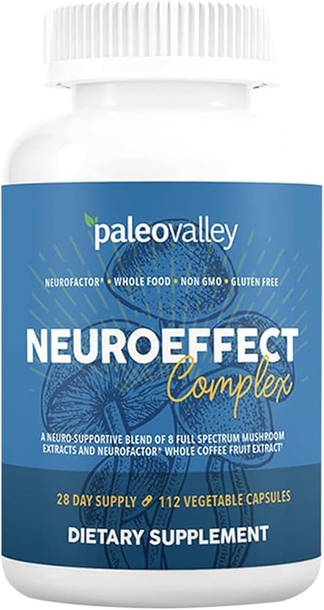 Paleovalley NeuroEffect - Neuro Mushroom Coffee Nutritional Supplement for Focus Memory and Energy Support - 28-Day Supply - 8 Full Spectrum Mushroom and Whole Coffee Fruit Extracts
