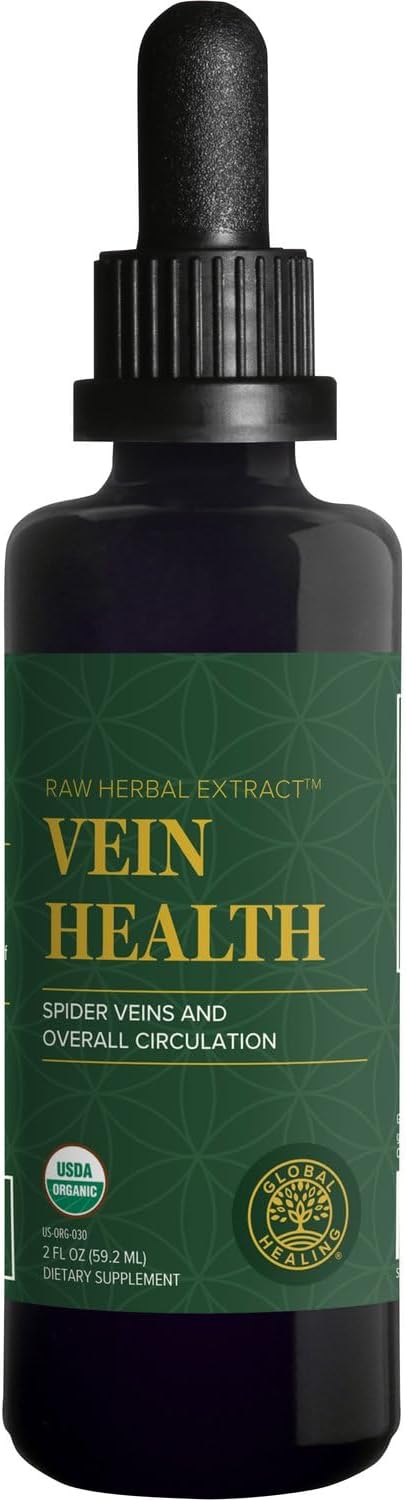 Global Healing Plant-Based Vein Health Liquid Vegan Supplement Drops to Support Blood Flow &amp Circulation Helps with Spider &amp Varicose Veins for Healthy Legs - Organic Horse Chestnut Root - 2