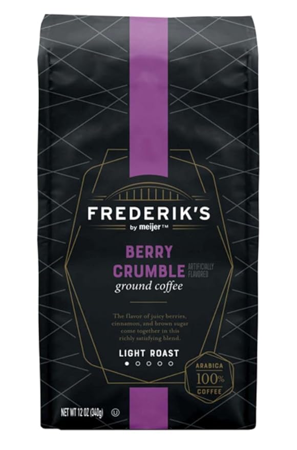 Frederik's Berry Crumble Ground Coffee 12 oz Resealable Bag Light Roast 100% Arabica Beans