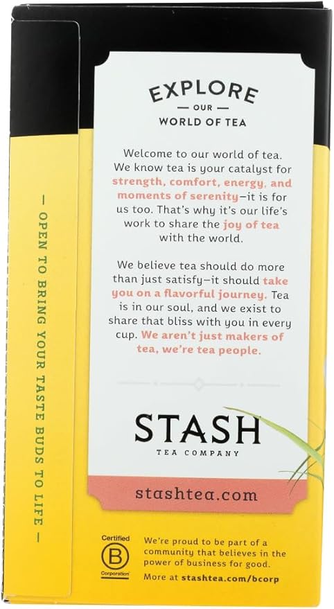 Stash Tea Company Lemon Ginger Herbal Tea 20 Count Tea Bags in Foil (Pack of 6)