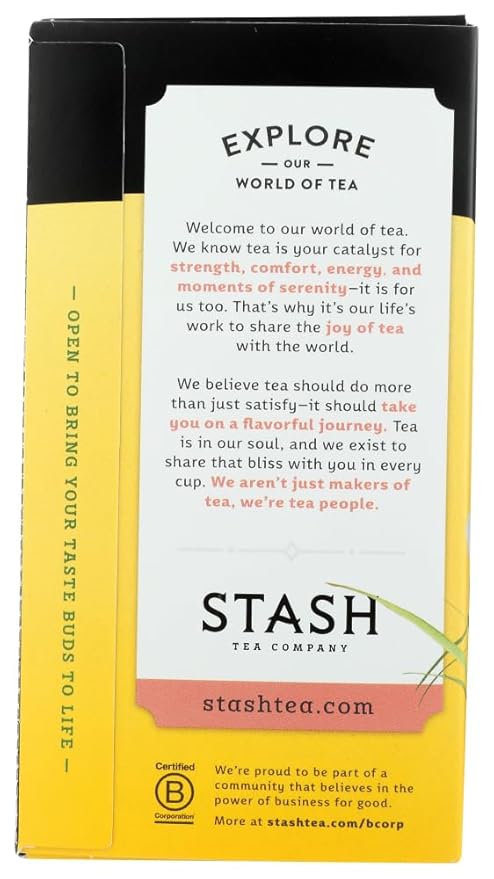 Stash Tea Company Premium Lemon Ginger Herbal Tea Caffeine Free - 20 Bag (Pack of 6)