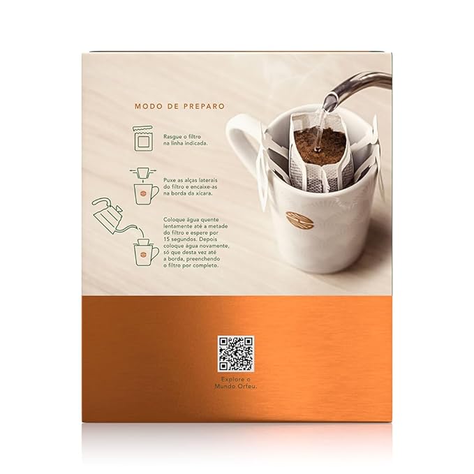 ORFEU - Specialty Coffee Classic - Drip Sachet - Arabica Medium Roast with Notes of Floral Fruity &amp Caramel - Velvety Smooth Body - 10 Units (3.52oz/100g)