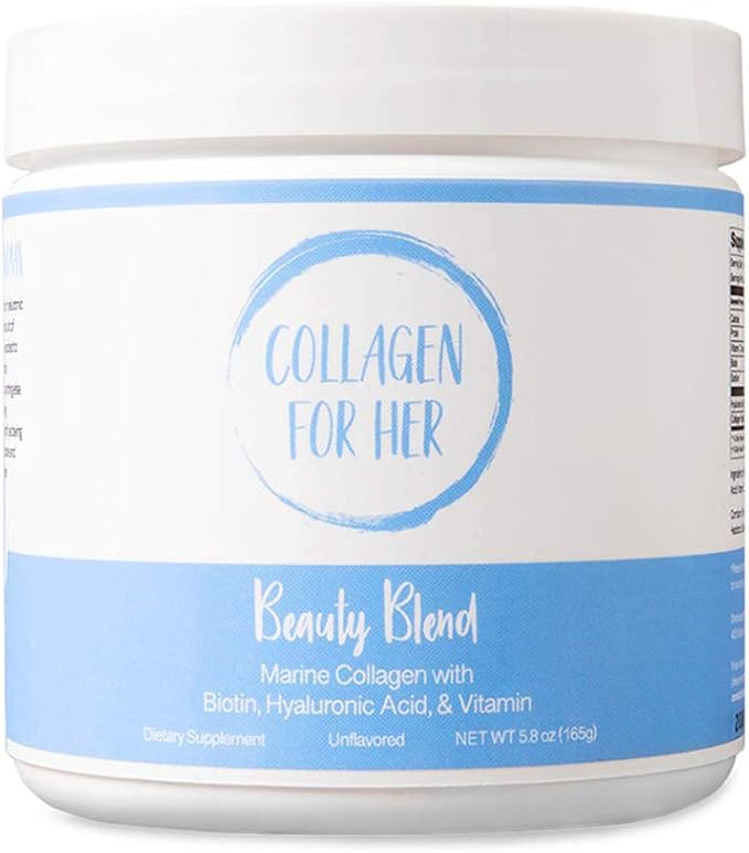 Collagen For Her - Marine Collagen Beauty Blend - Hydrolyzed Collagen Protein Powder Hyaluronic Acid Biotin Vitamin C | Hair Skin Nail Supplement for Women (30 Servings)