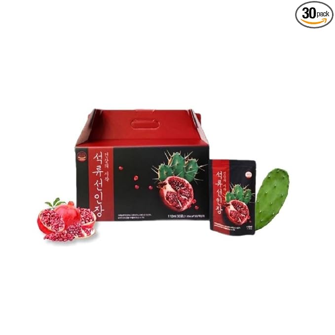 YoonSunAe Pomegranates Cactus Extract Drink 110ml/3.72fl.oz. X 30 Pouch Spanish Pomegranates Prickly Pear Cactus Nutritious Drink Made in Korea