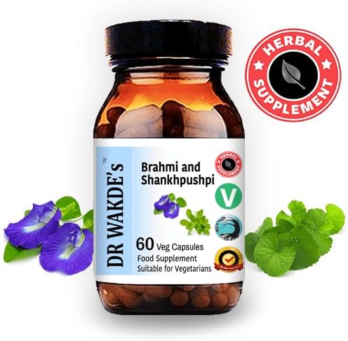 DR WAKDE'S Brahmi &amp Shankhpushpi Capsules (60 Veg Caps for Memory and Sleep Adaptogenic Herbs Ayurvedic Supplement Vegan Herbal All Natural Made in UK)