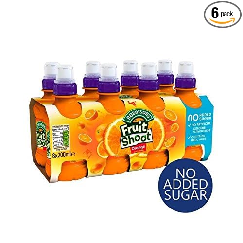 Robinsons Fruit Shoot Orange No Added Sugar 8 x 200ml (Pack of 6)