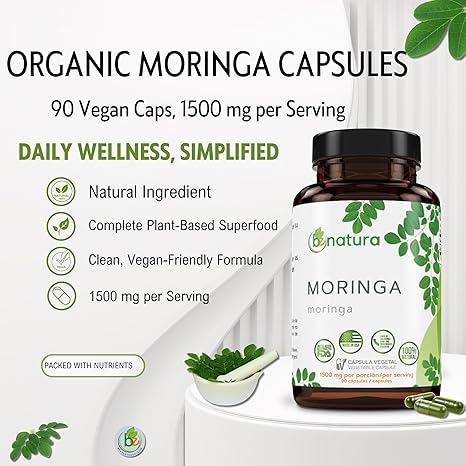 Guanábana Hoja Seca Té (Dried Soursop Leaves Tea) Combo 4 oz Bag + Moringa 90 Organic Capsules 1500 mg per Serving – 100% Natural Vegan Superfood – Non-GMO Gluten-Free – Made in USA – Rich in Ant