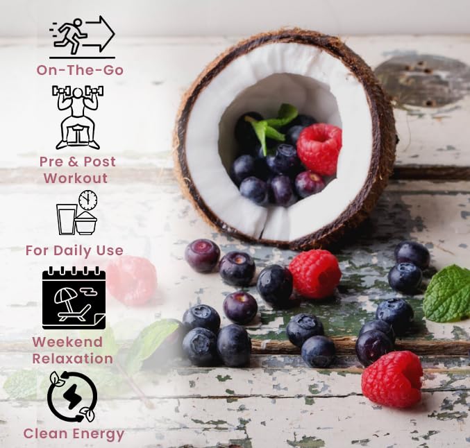 Bobelo Self Carbonating Clean Energy + Hydration Electrolytes Powder Drink Mix Coconut Berry Blitz 100mg Guarana Caffeine Sugar Free 15 Pack