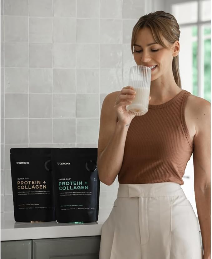 Tropeaka Collagen Protein Powder for Smoothies &amp Shakes - Double Chocolate - Clean Protein &amp Marine Collagen Peptides for Skin Hair &amp Nails Dairy Free Gluten Free Non-GMO 18oz (17 Ser