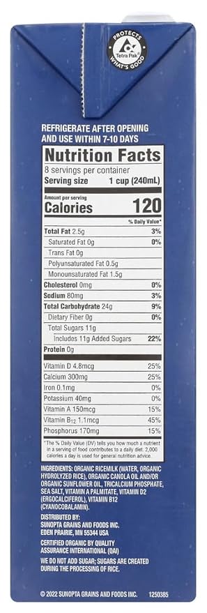 Hain Celestial Non-Dairy Original Enriched Rice Dream Beverage 64 Ounce -- 8 per case.