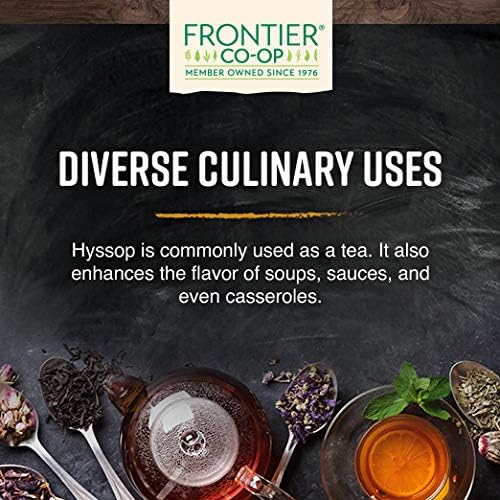 Frontier Co-op Organic Hyssop Herb 1lb Bulk Bag Cut and Sifted | 100% Natural Dried Leaves | Ideal for Hyssop Tea Soup Salads and More Kosher