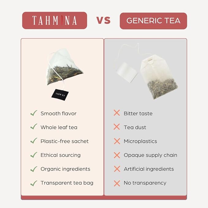 Tahmina Saffron Sleep Caffeine Free Tea: Soothing Chamomile and Lavender with Saffron 12 Biodegradable Pyramid Tea Bags Makes 36 Cups of Tea (1 Pack)
