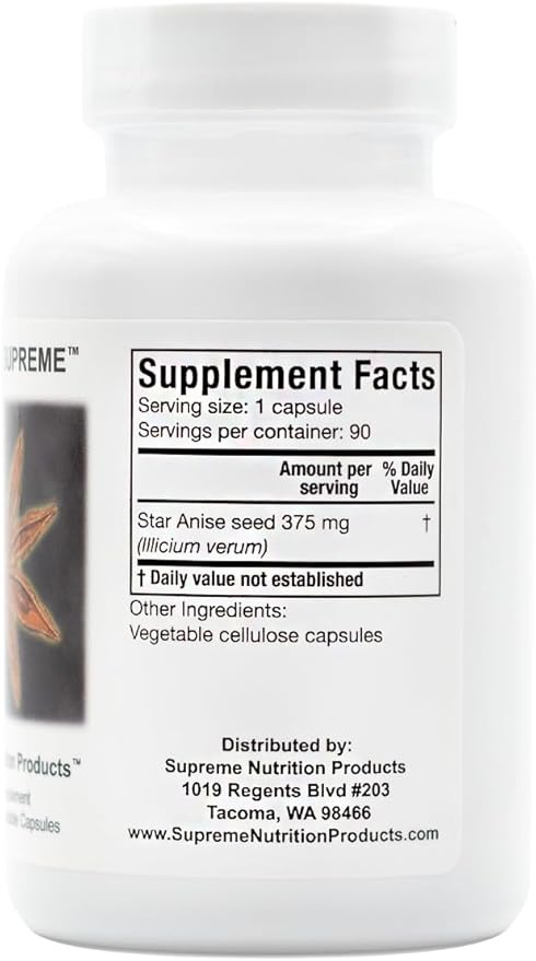 Supreme Nutrition Illicium 90 Pure Star Anise Vegetarian Capsules