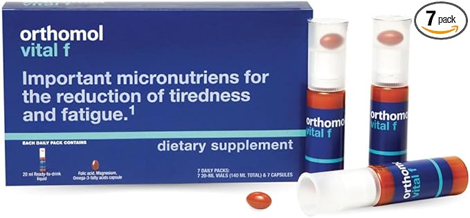 Orthomol Vital F Vial Women's Multivitamin 7-Day Supply Vitamins A B C D E K Calcium Iodine Omega-3