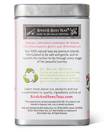 Birds &amp Bees Teas - Red Raspberry Leaf Tea Pregnancy Ripe &amp Ready Organic Third Trimester Tea to Prepare Your Body for Labor and Birth - 30 Servings 3.5 oz