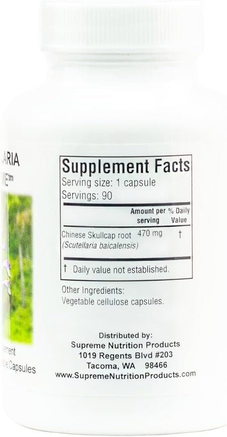Supreme Nutrition Scutellaria Supreme 90 Pure Chinese Skullcap Root Vegetarian Capsules