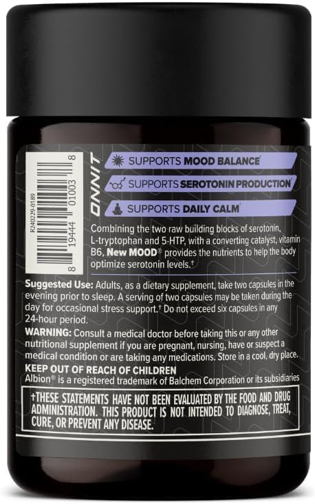 ONNIT New Mood Daily Stress Support Capsules IGEN™ Non-GMO Tested Sleep and Mood Support Supplement for Men and Women Daily Stress Management Capsules 30 Count