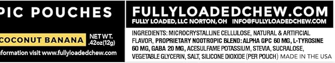 Fully Loaded Alpha Nootropic Pouches (Coconut Banana) - 5 Cans - 15 Pouches per can - Effective Nootropic Delivery Nic Pouch Replacement - Faster Absorption Alpha GPC L-Tyrosine GABA
