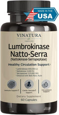 VINATURA Lumbrokinase Nattokinase 2000FU &amp Serrapeptase - USA Made &amp Tested Circulation Supplements of Nattokinase Serrapeptase (Natto-Serra) Rutin Beetroot Lumbrokinase Supplement