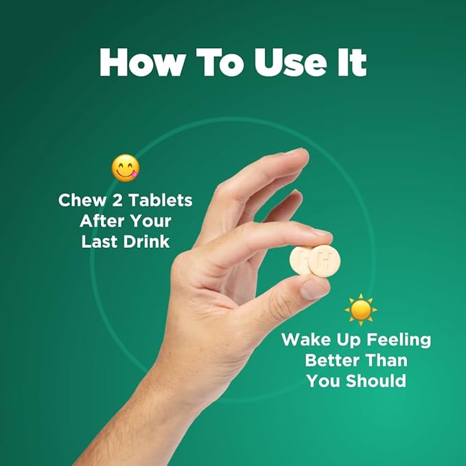 H-PROOF The Anytime You Drink Vitamin Liver Health &amp Immunity Support with Electrolytes Milk Thistle and Vitamins B &amp C - 40 Chewable Tablets (20 Servings) Vegan Green Apple