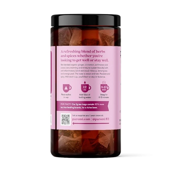 Paromi Wellness With Me Organic Herbal Tea Signature Jar 15 Count (Pack of 6)