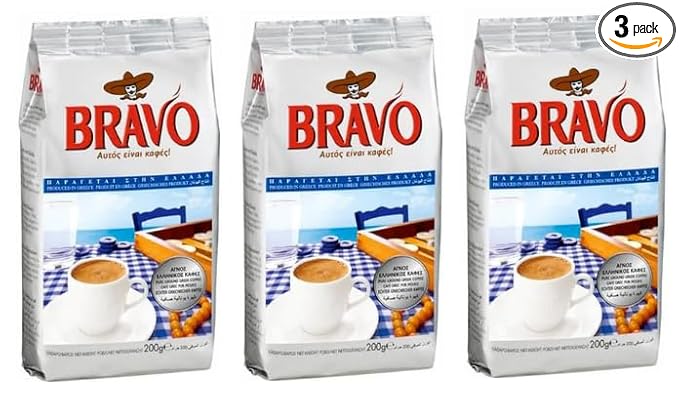 Bravo Traditional Greek Ground Coffee 200g Pack of 3