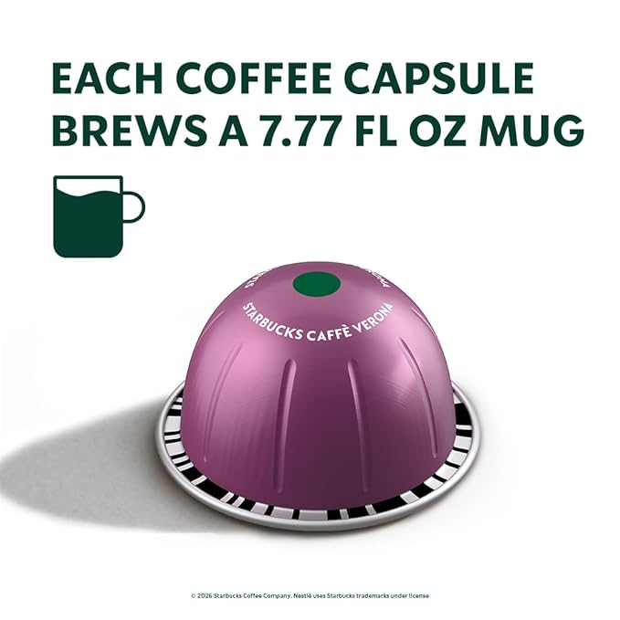 Starbucks by Nespresso Vertuo Caffè Verona Dark Roast Coffee 30-count Coffee Pods Brews 7.8 oz.