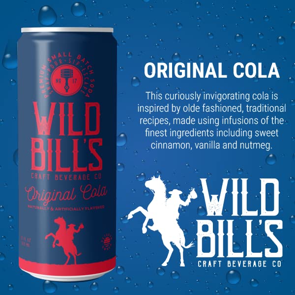 Wild Bill's Craft Soda Soft Drinks Olde Fashioned Variety Pack Ginger Ale Ring Pop Berry Blast Original Cola + MORE Pure Cane Sugar NO Caffeine or High Fructose Corn Syrup Gluten Free 12 Pack