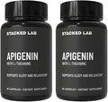 Apigenin with L-Theanine for Better Sleep | Premium Sleep Support Relaxation &amp Sleep Quality Aid | Non-Drowsy Melatonin Free – 120 Capsules