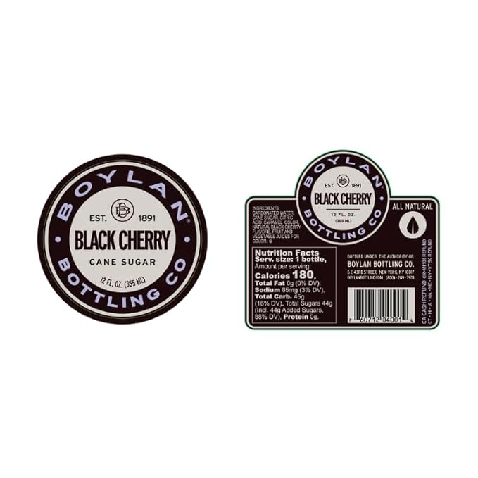 Boylan Bottling Craft Cane Sugar Soda - Black Cherry 12oz Glass Bottle (12 Pack Black Cherry)