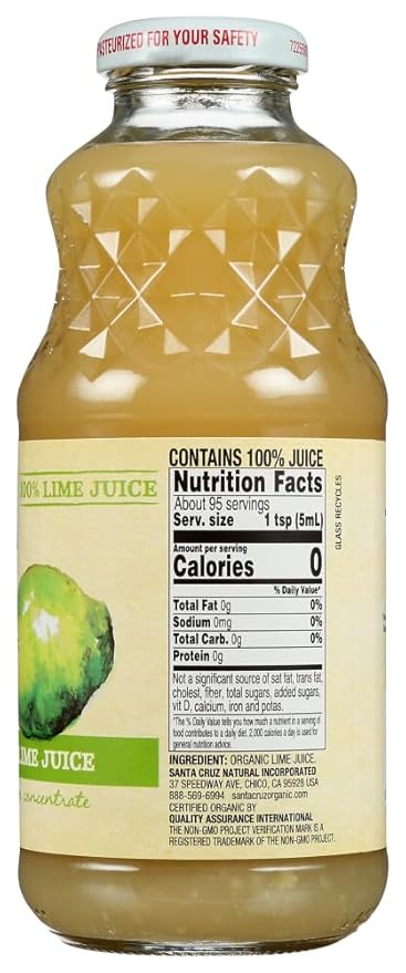 Santa Cruz 100% Lime Juice OG2 16 oz. (Pack of 12)