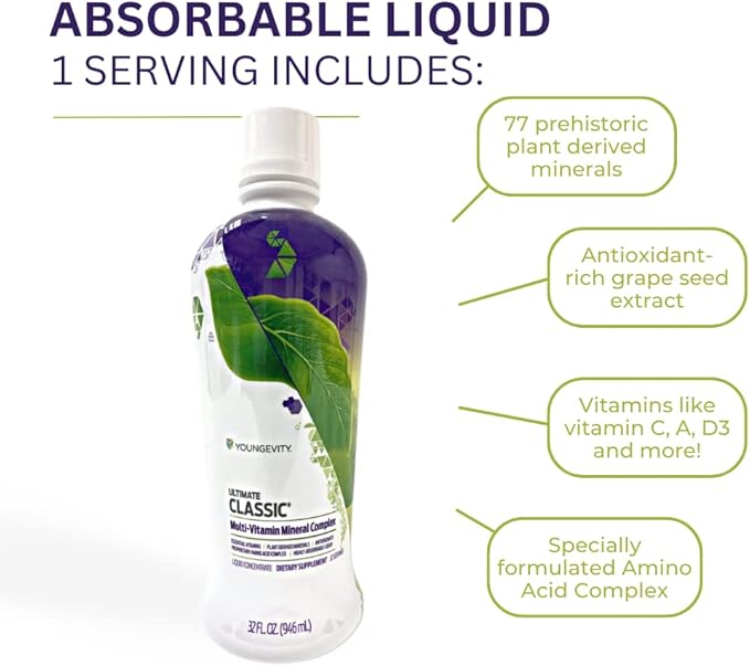 Youngevity Ultimate Classic - Multi-Vitamin &amp Mineral Complex | Natural Source of Essential Daily Nutrients | Highly Absorbable Liquid | (4)