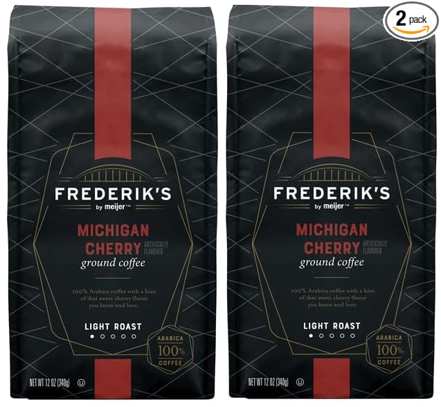 Michigan Cherry Ground Coffee 100% Arabica Light Roast (Pack Of 2 Bags) 12 oz. Each