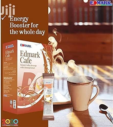 EDMARK Ginseng Coffee Pods | Arabica Coffee Blend Infused w/Ginseng | Supports Energy Focus Vitality &amp Overall Wellness | Low Sugar Aspartame-Free Instant Coffee | 20 Sachets x 18g Enjoy Anytim