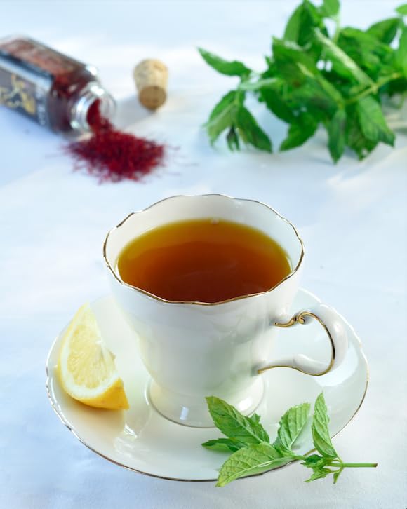 Organic Saffron Organic Ginger Herbal Tea - for better health and wellness (Pack of 1 Saffron Mint)