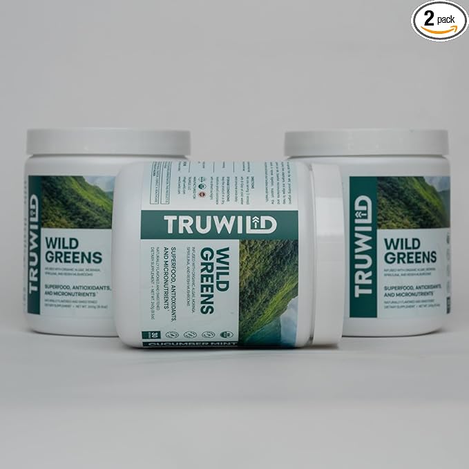 TruWild Greens Superfood Juice Powder with 22+ Greens &amp Anti-Oxidants Green Juice Powder Natural Immune Stress Digestion Support 40 Servings 2 Pack